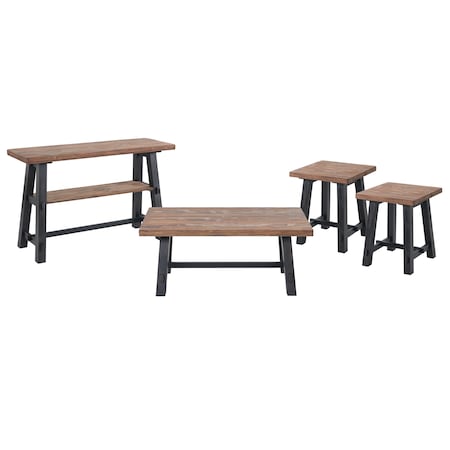 Alaterre Furniture Adam 4-Piece Solid Wood Living Room Set, Overall Height: 30 ANAD0111011RNB